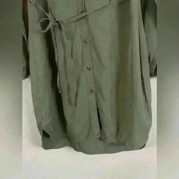 Merona Olive Green Button Down Shirt Dress Women's Medium - Picture 3 of 7